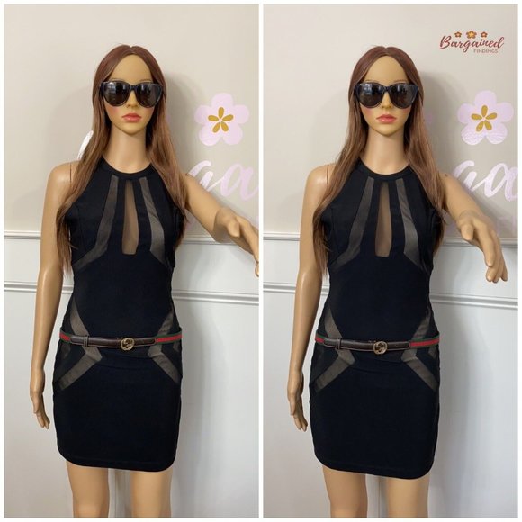 Authentic Gucci Web Canvas Brown Leather GoId Interlocking G Buckle Belt 85/34 - Picture 4 of 13